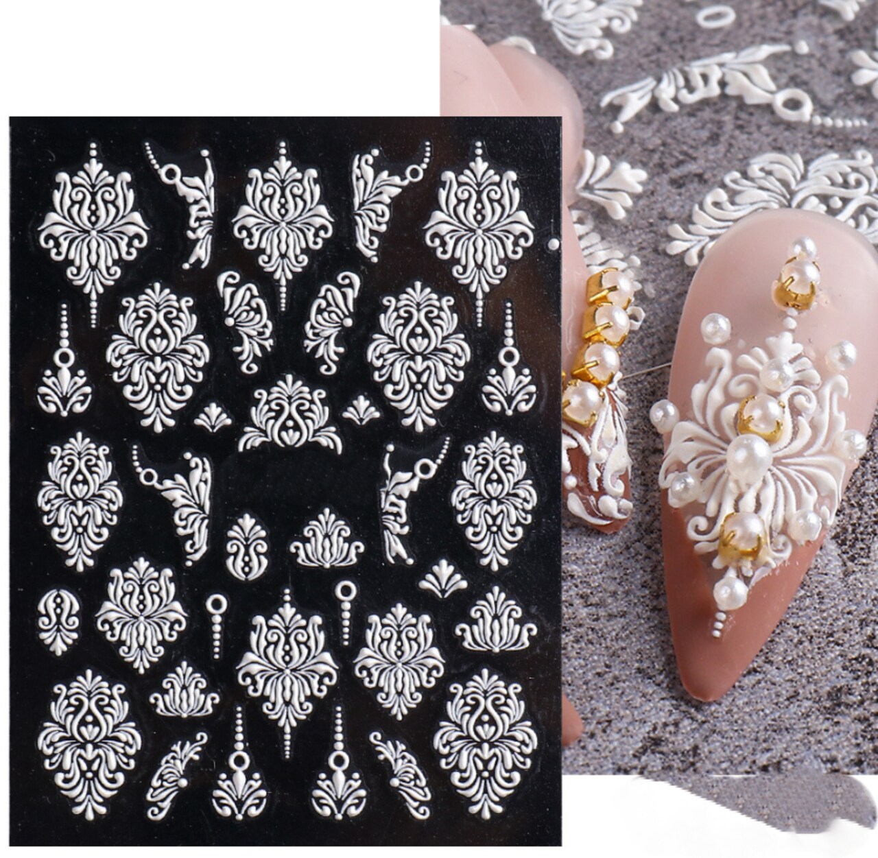 Kitcheniva 5D Embossed Nail Stickers Christmas Snowflakes Flowers Designs